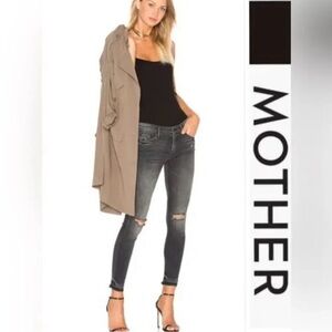 MOTHER The Undone Hem Looker Ankle Black Skinny Jeans in Stealing Shadows Sz 25